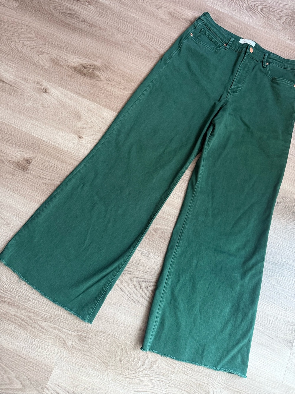 Dear John Fiona Green Wide Leg Jeans Size 31 Raw Hem MSRP $116 - Picture 2 of 13